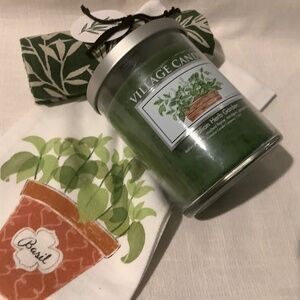 Village candle and 2 tea towel bundle-NWT